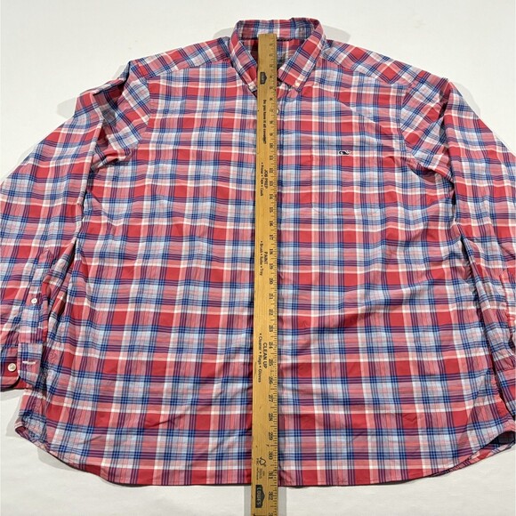 Vineyard Vines Shirt Mens Red On The Go OTG Nylon Button LS Performance Sz 2XL - Picture 4 of 11